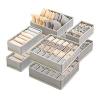 Yidaxing Organisateur de Tiroir Pliable, Lot de 8 Rangement Non-tissé pour sous-vètements Soutien-Gorges Chaussettes Boîte de Rangement à Compartiment Diviseurs Rangement Gain de Place -Gris