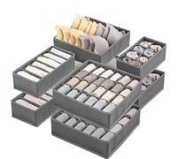 Yidaxing Organisateur de Tiroir Pliable, Lot de 8 Rangement Non-tissé pour sous-vètements Soutien-Gorges Chaussettes Boîte de Rangement à Compartiment Diviseurs Rangement Gain de Place -Gris Foncé
