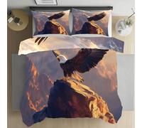 Yidbhsse Aigle Animaux Housse De Couette 90x190, Oiseau Montagne Parure De Lit,Housse Couette Fermeture Éclair Naturel Sauvage Linge De Lit Soft, Draps Et Taies D'oreillers