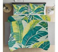 Yidbhsse Feuilles De Palmier Housse De Couette 90x190, Tropical Botanique Parure De Lit,Housse Couette Fermeture Éclair Plante Vert Linge De Lit Soft, Draps Et Taies D'oreillers