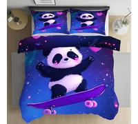 Yidbhsse Mignon Panda Housse De Couette 90x190, Dessin Animé Parure De Lit,Housse Couette Fermeture Éclair Amour Animaux Linge De Lit Soft, Draps Et Taies D'oreillers