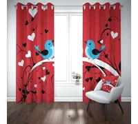 Yidbhsse Opaque À Oeillets Oiseau Animaux Draperies 140x245 cm, Rideaux Occultant Thermique Isolant Dessin Animé Lot De 2, Amour Cœur Rideau Opaque Anti Froid pour Chambre Salon