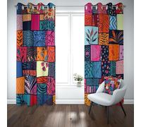Yidbhsse Opaque À Oeillets Patchwork Tribal Draperies 140x245 cm, Rideaux Occultant Thermique Isolant Ethnique Exotique Lot De 2, Popular Handicrafts Rideau Opaque Anti Froid pour Chambre Salon