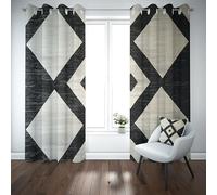 Yidbhsse Rideau Occultant Thermique Geometrique Mode À Oeillets, Rideaux Opaque Anti Froid Noir Et Blanc Lot De 2 132x160 cm Moderne Simplicité Blackout Curtains pour Chambre Salon Chambre Bebe