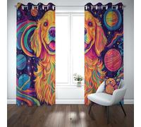 Yidbhsse Rideau Occultant Thermique Golden Retriever À Oeillets, Rideaux Opaque Anti Froid Chien Chiot Lot De 2 132x160 cm Animaux Planète Blackout Curtains pour Chambre Salon Chambre Bebe