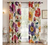 Yidbhsse Rideau Occultant Thermique Motif Fleur À Oeillets, Rideaux Opaque Anti Froid Fleuri Plante Lot De 2 132x160 cm Floral Botanique Blackout Curtains pour Chambre Salon Chambre Bebe
