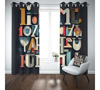 Yidbhsse Rideau Occultant Thermique Mots Graffiti À Oeillets, Rideaux Opaque Anti Froid Abstrait Colorés Lot De 2 132x160 cm Art Moderne Blackout Curtains pour Chambre Salon Chambre Bebe