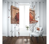 Yidbhsse Rideau Opaque Basketball À Oeillets, Rideaux Occultant Thermique Isolant Sport Thème Rideau Chambre Salon Anti Froid Et ChaleurModerne Popular Lot De 2 140x240 cm