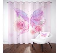 Yidbhsse Rideau Opaque Papillon Animaux À Oeillets, Rideaux Occultant Thermique Isolant Cartoon Fantaisie Rideau Chambre Salon Anti Froid Et ChaleurEnfant Fille Lot De 2 140x240 cm