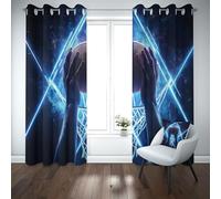 Yidbhsse Rideaux Occultant À Oeillets Basketball Sport Lot De 2 Geometrique Diamant Rideau Thermiques Anti Froid Science-Fiction Rideau Opaque 140x145 cm pour Chambre Salon Chambre Bebe