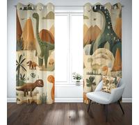 Yidbhsse Rideaux Occultant À Oeillets Dinosaure Cartoon Lot De 2 Mignon Animaux Rideau Thermiques Anti Froid Jurassique Enfant Rideau Opaque 140x145 cm pour Chambre Salon Chambre Bebe