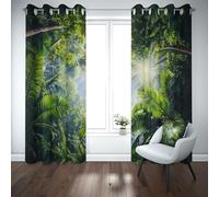 Yidbhsse Rideaux Occultant À Oeillets Feuilles De Palmier Lot De 2 Tropical Plante Rideau Thermiques Anti Froid Motif Botanique Rideau Opaque 140x145 cm pour Chambre Salon Chambre Bebe