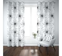 Yidbhsse Rideaux Occultant À Oeillets Feux d'artifice Lot De 2 Pissenlit Moderne Rideau Thermiques Anti Froid Noir Et Blanc Rideau Opaque 140x145 cm pour Chambre Salon Chambre Bebe