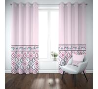 Yidbhsse Rideaux Occultant À Oeillets Geometrique Diamant Lot De 2 Carré Rose Rideau Thermiques Anti Froid Moderne Simplicité Rideau Opaque 140x145 cm pour Chambre Salon Chambre Bebe