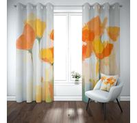 Yidbhsse Rideaux Occultant À Oeillets Jaune Floral Lot De 2 Motif Fleur Rideau Thermiques Anti Froid Peinture À l'huile Rideau Opaque 140x145 cm pour Chambre Salon Chambre Bebe