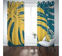 Yidbhsse Rideaux Occultant À Oeillets Monstera Tropical Lot De 2 Motif Feuilles Rideau Thermiques Anti Froid Jaune Botanique Rideau Opaque 140x145 cm pour Chambre Salon Chambre Bebe