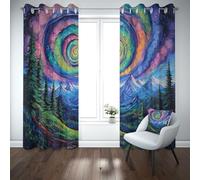 Yidbhsse Rideaux Occultant À Oeillets Montagne Enneigée Lot De 2 Vortex Arbre Rideau Thermiques Anti Froid Fantaisie Spirale Rideau Opaque 140x145 cm pour Chambre Salon Chambre Bebe