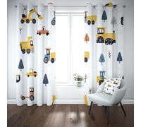 Yidbhsse Rideaux Occultant Camion Voiture À Oeillets,Rideaux Occultant Thermique Isolant Dessin Animé Draperies Opaque Anti Froid Enfant Garçon Lot De 2 pour Chambre Salon 140x260 cm
