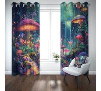 Yidbhsse Rideaux Occultant Champignon Botanique À Oeillets,Rideaux Occultant Thermique Isolant Plantes Sauvages Draperies Opaque Anti Froid Plante Fantaisie Lot De 2 pour Chambre Salon 140x240 cm