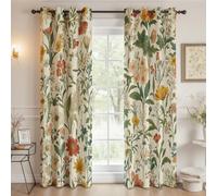 Yidbhsse Rideaux Occultant Fleuri Plante À Oeillets,Rideaux Occultant Thermique Isolant Motif Fleur Draperies Opaque Anti Froid Floral Botanique Lot De 2 pour Chambre Salon 140x260 cm