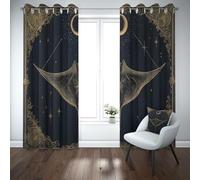 Yidbhsse Rideaux Occultant Raie Manta À Oeillets,Rideaux Occultant Thermique Isolant Lune Animaux Draperies Opaque Anti Froid Ciel Étoilé Lot De 2 pour Chambre Salon 140x240 cm