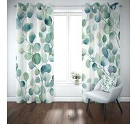 Yidbhsse Rideaux Occultant Thermique Isolant Motif Botanique Lot De 2, Rideau À Oeillets Isolant Anti Froid Motif Feuilles Rideau Opaque Plante Thème pour Chambre Salon 110x160 cm