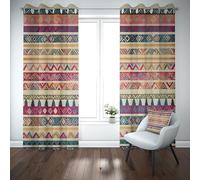 Yidbhsse Rideaux Opaque À Oeillets Bohème Exotique Rideau Occultant Opaque Ethnique Tribal Lot De 2 140x225 cm, Occultant Draperies Rayures Horizontales pour Adulte Bebe Chambre Salon