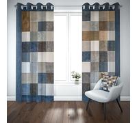 Yidbhsse Rideaux Opaque À Oeillets Patchwork Plaid Rideau Occultant Opaque Treillis Vintage Lot De 2 140x225 cm, Occultant Draperies Simplicité pour Adulte Bebe Chambre Salon