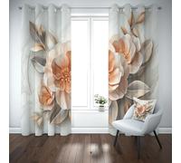 Yidbhsse Rideaux Opaque À Oeillets Pivoine Plante Rideau Occultant Opaque Floral Botanique Lot De 2 140x225 cm, Occultant Draperies Motif Fleur pour Adulte Bebe Chambre Salon