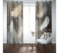 Yidbhsse Rideaux Opaque À Oeillets Plume Blanc Rideau Occultant Opaque Paillettes Beauté Lot De 2 140x225 cm, Occultant Draperies Moderne Mode pour Adulte Bebe Chambre Salon