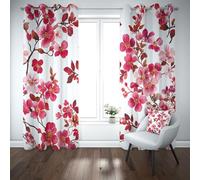 Yidbhsse Rideaux Opaque À Oeillets Pomme De Prune Rideau Occultant Opaque Motif Fleur Lot De 2 140x225 cm, Occultant Draperies Floral Botanique pour Adulte Bebe Chambre Salon