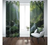 Yidbhsse Rideaux Thermiques Isolants Anti Froid Montagne Forêt Lot De 2 117x137 cm, Arbre Botanique Rideaux Occultant À Oeillets, Paysage Naturel Opaque Rideau pour Chambre Et Salon