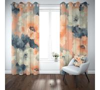 Yidbhsse Rideaux Thermiques Isolants Anti Froid Motif Fleur Lot De 2 117x137 cm, Floral Aquarelle Rideaux Occultant À Oeillets, Art Abstrait Opaque Rideau pour Chambre Et Salon