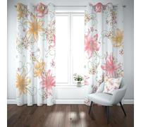 Yidbhsse Rideaux Thermiques Isolants Anti Froid Motif Fleur Lot De 2 117x137 cm, Floral Impression Rideaux Occultant À Oeillets, Moderne Esthétique Opaque Rideau pour Chambre Et Salon