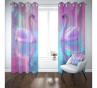 Yidbhsse Rideaux Thermiques Isolants Anti Froid Oie Animaux Lot De 2 117x137 cm, Ferme Rose Rideaux Occultant À Oeillets, Esthétique Opaque Rideau pour Chambre Et Salon