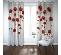 Yidbhsse Rideaux Thermiques Isolants Anti Froid Pavot Plante Lot De 2 117x137 cm, Motif Fleur Rideaux Occultant À Oeillets, Floral Botanique Opaque Rideau pour Chambre Et Salon