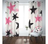 Yidbhsse Rideaux Thermiques Isolants Anti Froid Pentacle Étoiles Lot De 2 117x137 cm, Minimaliste Graffiti Rideaux Occultant À Oeillets, Simplicité Moderne Opaque Rideau pour Chambre Et Salon