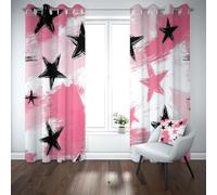 Yidbhsse Rideaux Thermiques Isolants Anti Froid Pentacle Étoiles Lot De 2 117x137 cm, Minimaliste Graffiti Rideaux Occultant À Oeillets, Simplicité Moderne Opaque Rideau pour Chambre Et Salon
