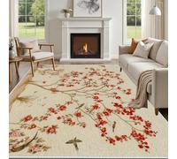 Yidbhsse Tapis Animaux Oiseau Chambre, Tapis Arbre Botanique Interieur À Poils Courts, Tapis De Sol Pomme De Prune Lavable, Antidérapant pour Cuisine Salon 200x230 cm