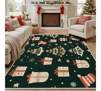 Yidbhsse Tapis Arbre De Noël Chambre, Tapis Flocon De Neige Interieur À Poils Courts, Tapis De Sol Hiver Pentacle Lavable, Antidérapant pour Cuisine Salon 200x230 cm