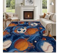 Yidbhsse Tapis Baseball Enfant 80x150 cm, Tapis De Sol Feu Et Eau Antidérapant Et Lavable Interieur Résistant, Tapis De Salon Football Sport Doux pour Chambre Cuisine