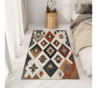 Yidbhsse Tapis Chambre Geometrique Diamant, Grand Tapis Maroc Ethnique Interieur À Poils Courts, TapisTradition Tribal Lavable Antidérapant pour Cuisine Decoration Salon 160x220 cm