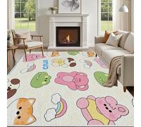 Yidbhsse Tapis Chambre Kawaii Animaux Grenouille, Grand Tapis Éléphant Lapin Interieur À Poils Courts, TapisDessin Animé Lavable Antidérapant pour Cuisine Decoration Salon 160x220 cm