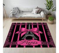 Yidbhsse Tapis Chambre Tour Eiffel, Paris, Grand Tapis Architecture Stripes Interieur À Poils Courts, TapisLignes Verticales Lavable Antidérapant pour Cuisine Decoration Salon 160x220 cm