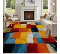 Yidbhsse Tapis De Salon Moderne - Tapis Moderne 140x200 cm, Tapis Colorés Aquarelle Geometrique Poils Courts, Tapis De Sol Grille Abstrait Antidérapant Lavable pour Salon Chambre Interieur