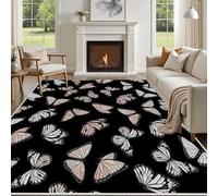 Yidbhsse Tapis De Sol Animaux Chambre Antidérapant 140x200 cm, Tapis Noir Papillon Interieur, Tapis Salon Simplicité Esthétique Doux Lavable Résistant pour Cuisine Entree