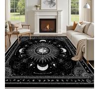 Yidbhsse Tapis De Sol Astrologie Soleil, Chambre Antidérapant, Tapis Lune Galaxie Interieur Poils Courts, Grand Tapis Salon Constellation Doux Lavable Résistant pour Cuisine 140x200 cm