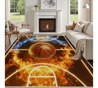 Yidbhsse Tapis De Sol Basketball Sport Chambre Antidérapant 120x170 cm, Tapis Enfant Balle Interieur, Tapis Salon Feu Et Eau Doux Lavable Résistant pour Cuisine Entree