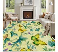 Yidbhsse Tapis De Sol Feuille Botanique Chambre Antidérapant 140x200 cm, Tapis Papillon Interieur, Tapis Salon Animaux Plante Doux Lavable Résistant pour Cuisine Entree