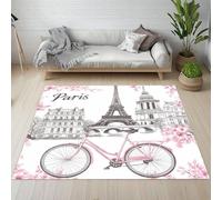 Yidbhsse Tapis De Sol Tour Eiffel, Chambre Antidérapant, Tapis Vélo Paris Interieur Poils Courts, Grand Tapis Salon Moderne Esthétique Doux Lavable Résistant pour Cuisine 120x170 cm
